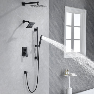 Pressure Balanced Shower System, 10-Inch Rainfall Dual Showerheads with Handheld Shower
