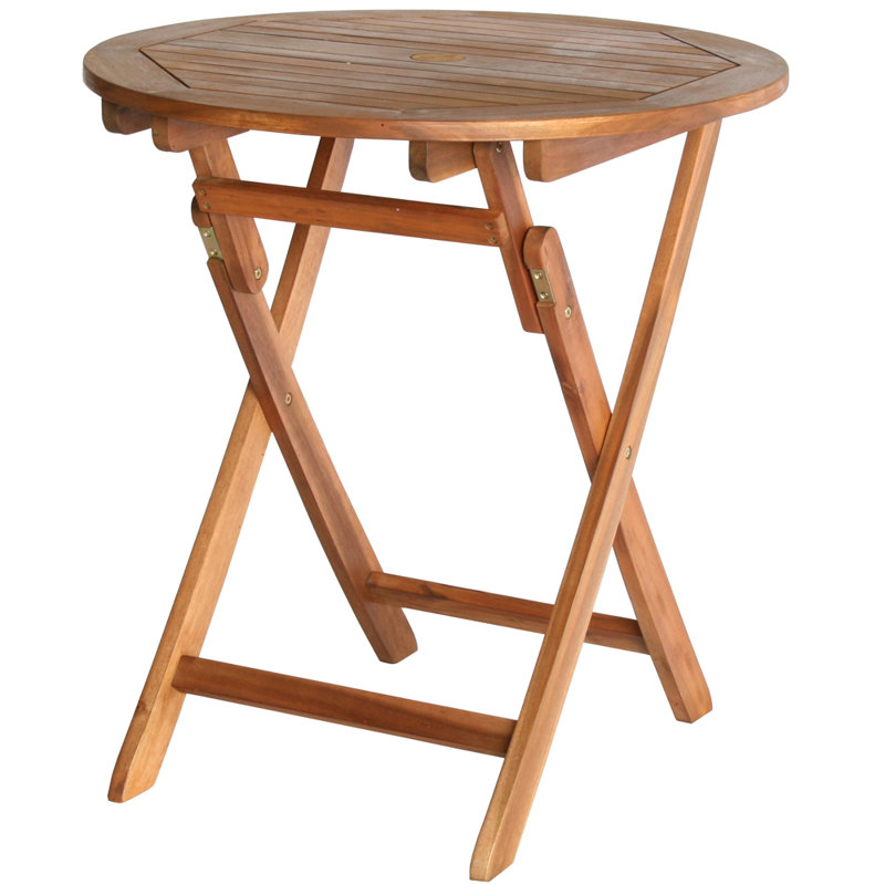 Cumbria Round Acacia Solid Wood Foldable Outdoor Dining Table , 27.5 " W 27.5 " D