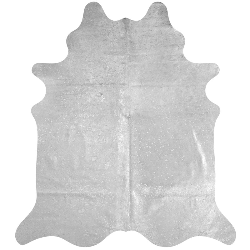 Tapis argenté en cuir de vache fait à la main Haggins