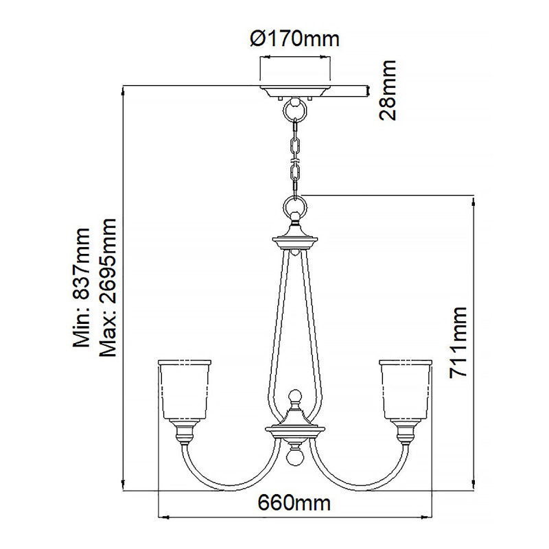 Eide 5 - Light Shaded Chandelier, Natural Brass