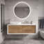 Meuble-lavabo suspendu moderne bicolore 122 cm (48 po) | Lavabo ovale à poser en surface solide | Tiroir à fermeture en douceur avec découpe en U | Blanc et chêne-138456169