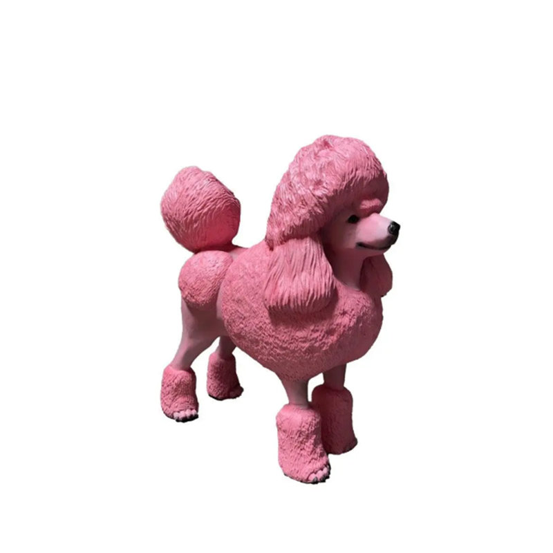 Statue de chien rose caniche grandeur nature