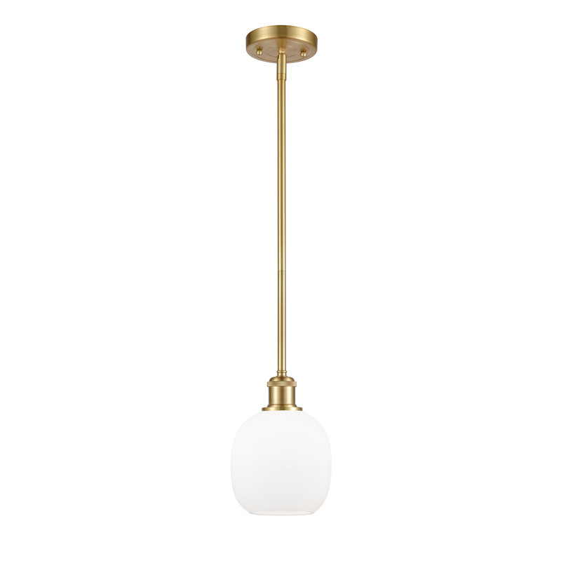 Luminaire suspendu sphérique 1 lumière Carlucci, Ampoule DEL 6 watts Vinage, Blanc mat, Or satiné