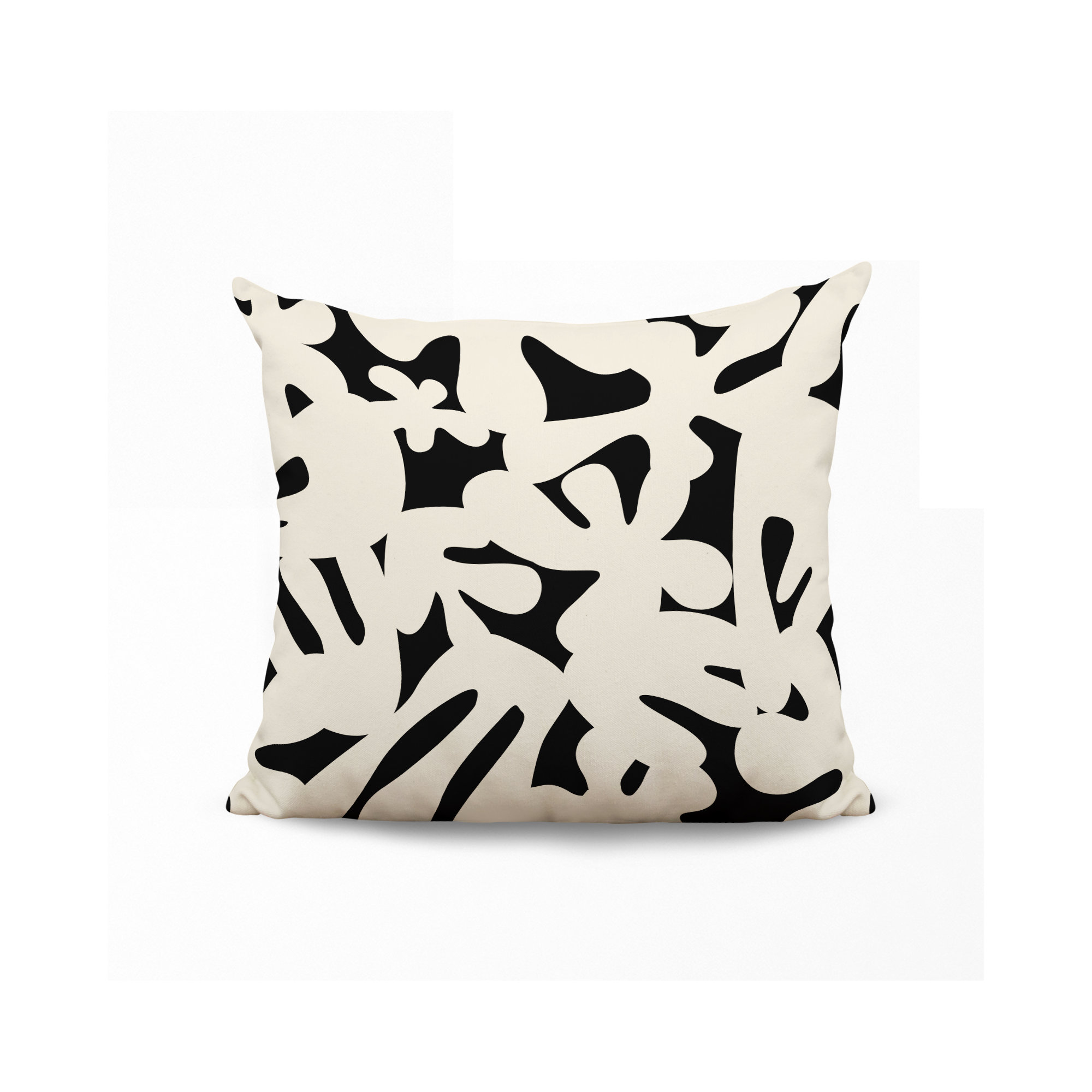 Lara Spun Polyester Indoor/Outdoor Throw Pillow, 17" x 17", Black/Off White