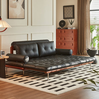 Loveseat Black Faux leather Sleeper sofa