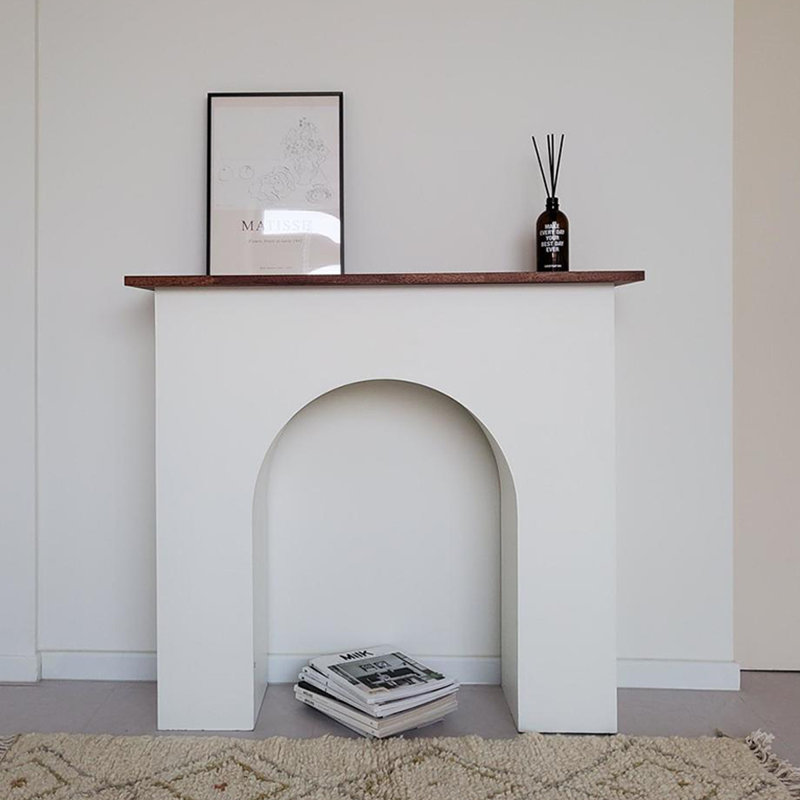 Foyer autoportant en bois massif blanc et noyer, H 27,95 po x l 27,95 po x P 8,27 po