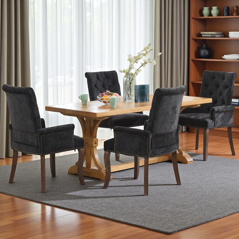 Fauteuils de salle à manger rembourrés Elegant, Noir