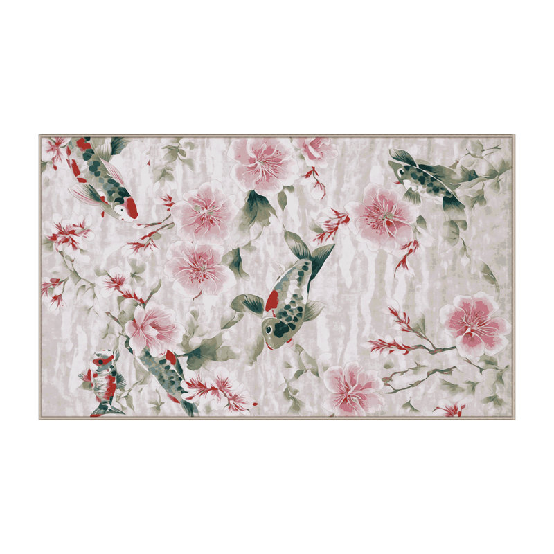 Machine Washable Beige Area Rug, Rectangle 6' x 9'