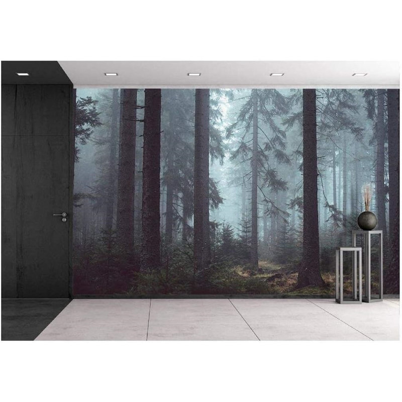 Murale forêt Foggy Pin, L 144 po x l 100 po