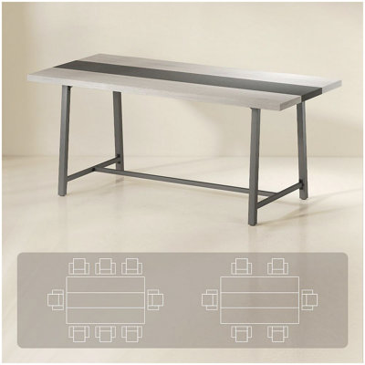 Long Dining Table with Large Tabletop and Steel Legs,Kitchen Table,for Your Home