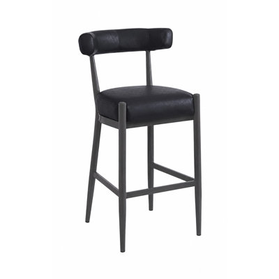 Tabouret de bar d'intérieur en métal avec dossier rembourré cylindrique et siège rembourré