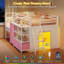 Lit mezzanine bas pour enfant (taille simple) avec bureau et 6 tiroirs, structure en métal avec tablette, échelle inclinée, tente de jeu DEL et barrières de sécurité pour chambre d'enfant-917751257