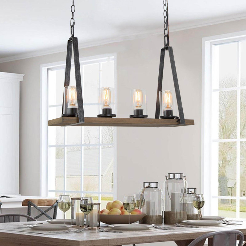 Lustre pour îlot de cuisine 4 lumières Smither