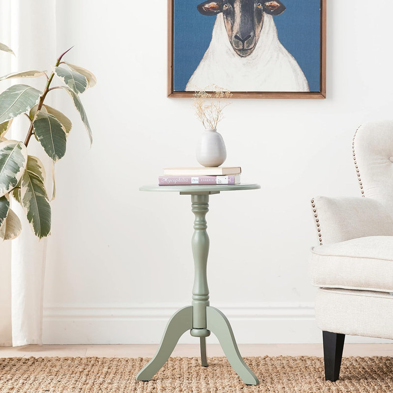  24" Round Pedestal Accent Side Table, Light Yellow
