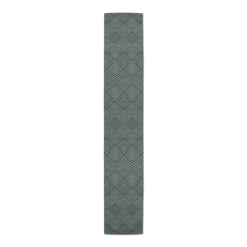 Rectangular Geometric Table Runner, 90" x 16", Emerald
