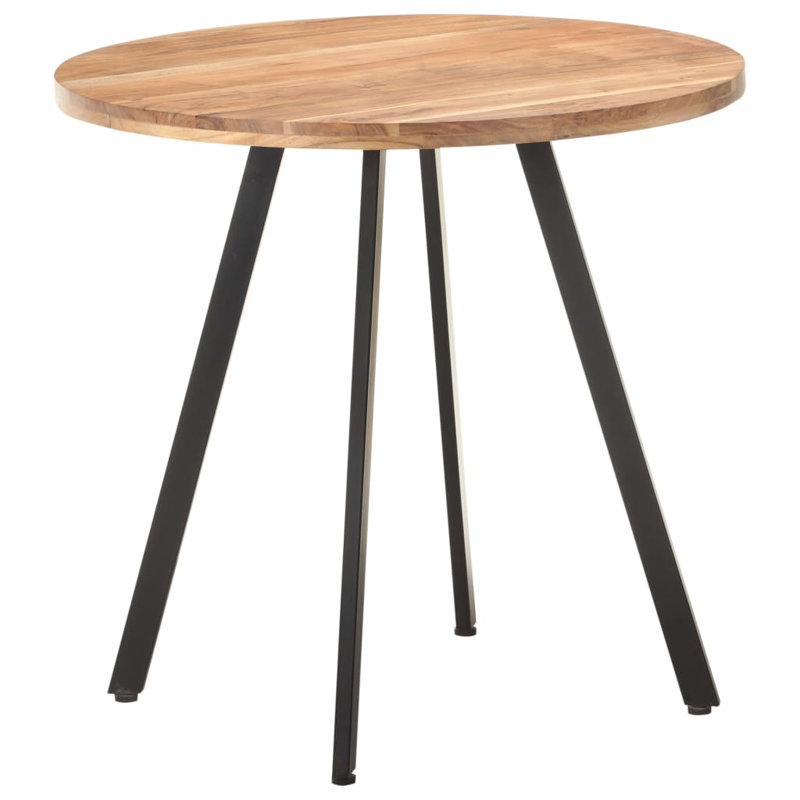 Alatorre Round Solid Wood Top Metal Base Dining Table, Dark Brown