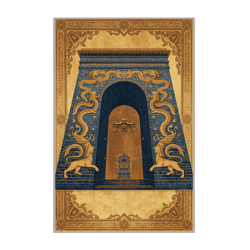 Tapis décoratif brun / beige Zack Ornate Glam lavable à la machine, 7 x 10