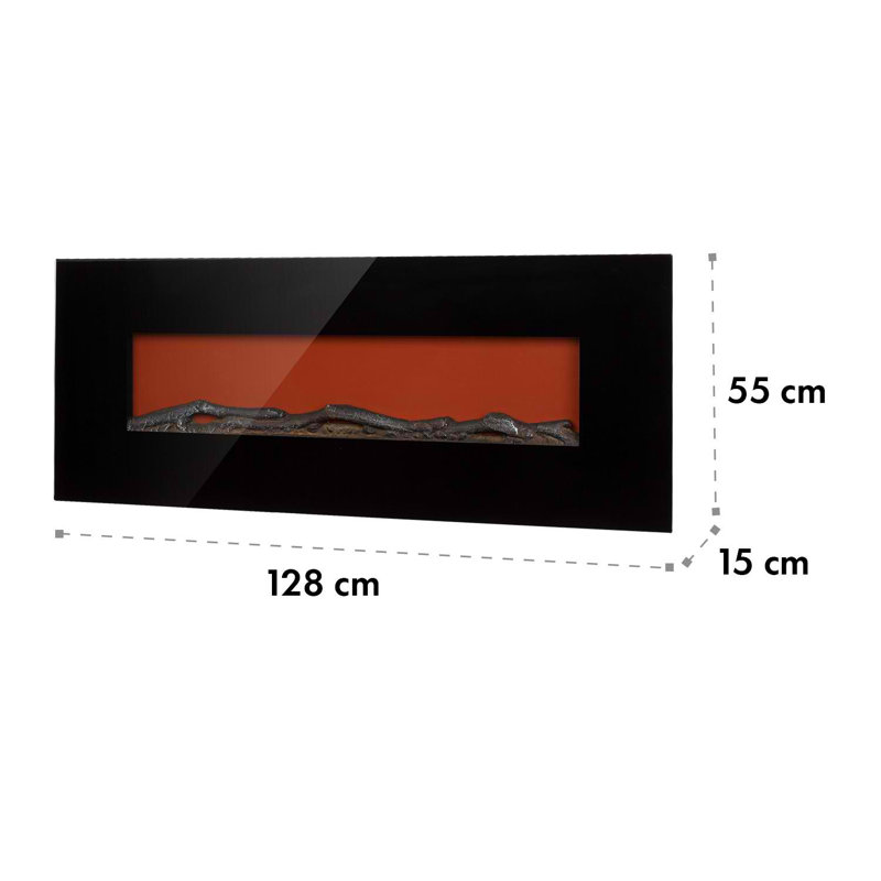 Lausanne Klarstein 128cm W Electric Fireplace, Black