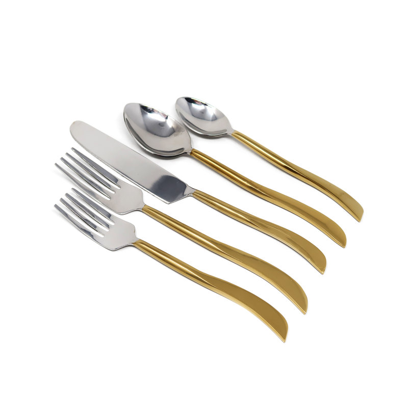 Mercer41 Dynita Stainless Steel Flatware Set - Service for 4, Silver/Gold