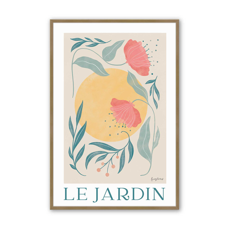 «Sunlit Garden», H 11,25 po x l 9,25 po, Cadre doré brossé