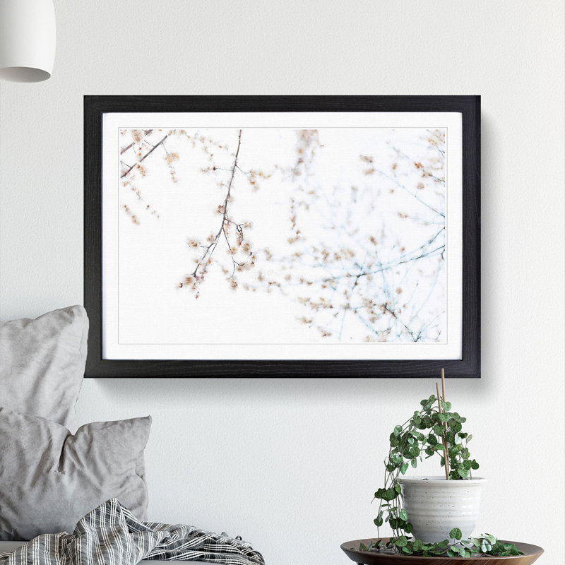 Branches Of A Blossom Tree Painting - Single Picture Frame Print on MDF, Black, 45cm H x 33cm W x 2cm D
