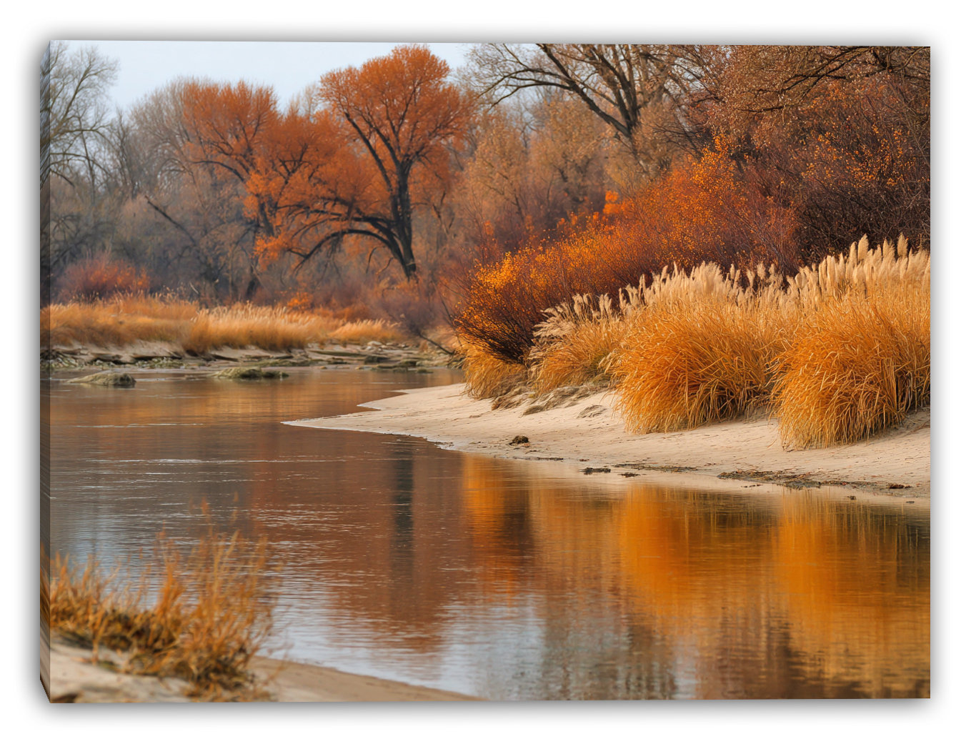 Union Rustic Autumn Reflection Bend Wrapped Canvas Wall Art | Wayfair