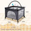 Berceau simple - double berceau pliable pour les jumeaux avec jouets suspendus et panier de rangement, ensemble de lit de chevet portatif et sac de jeu avec sac de transport gris