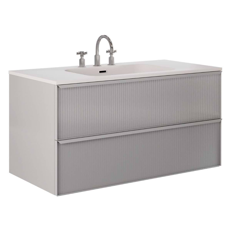 Astor 42" Single Vanity With Integrated White Solid Surfacetop, Pearl, 42"