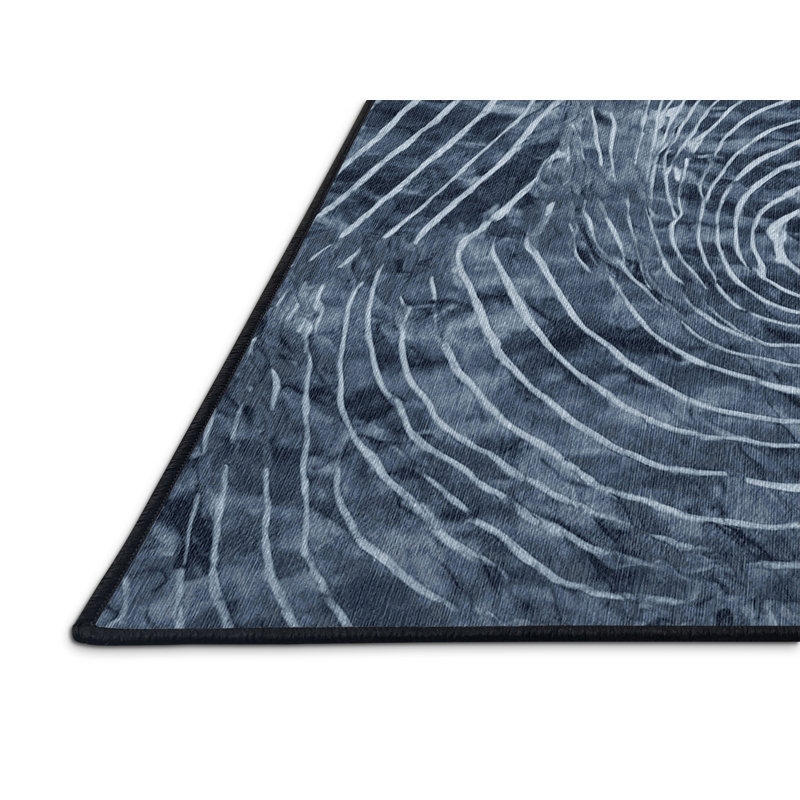 Machine Washable Gray Area Rug, Round 6'