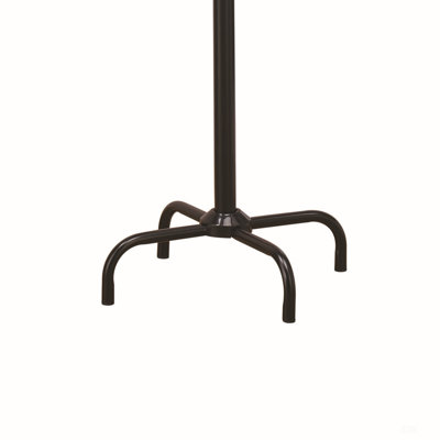 Sleek Black Metal Coat Rack With Three Tiers Of Hooks For Modern Entryways And Mudrooms, Combining Style And Functionality.