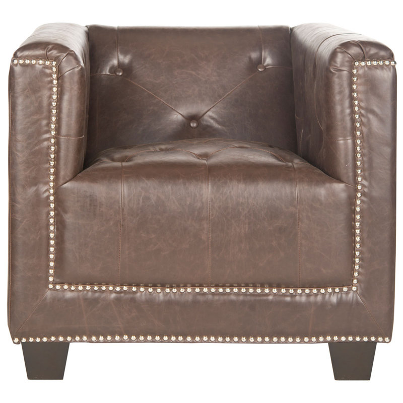 Faux Leather Club Chair, Brown Faux Leather