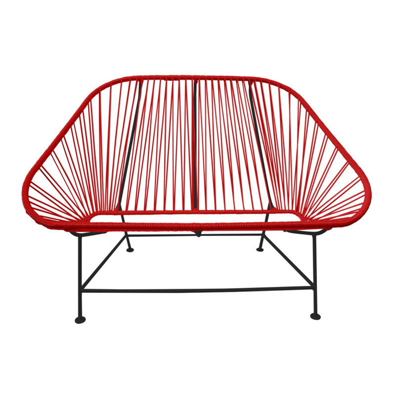 InLove Indoor/Outdoor Handmade Loveseat, Red/Black