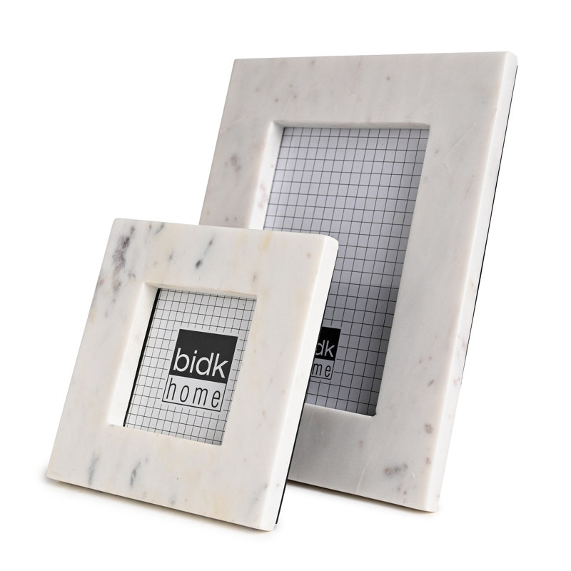 Matheson Marble Matte Picture Frame with Mat, White, 3.5" x 3.5"