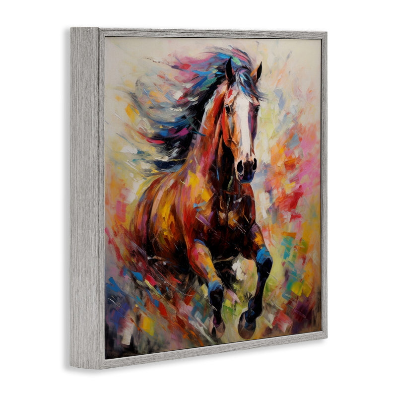 Cheval vif au galop, H 24 po x l 24 po x P 1,5 po, Estampe numérique Farmhouse