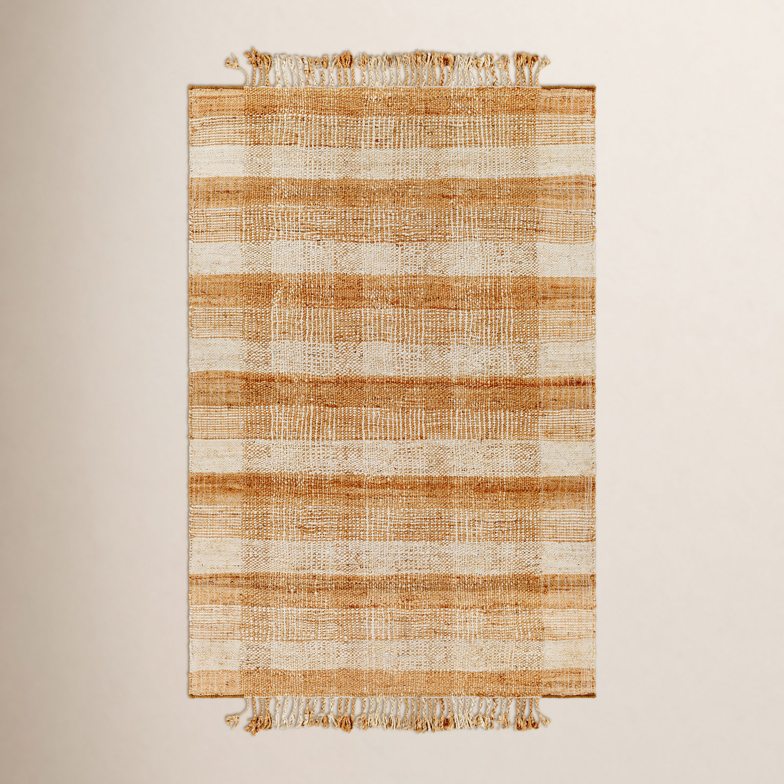 Hand-Woven Plaid Jute Rug, Rectangle 8' x 10'