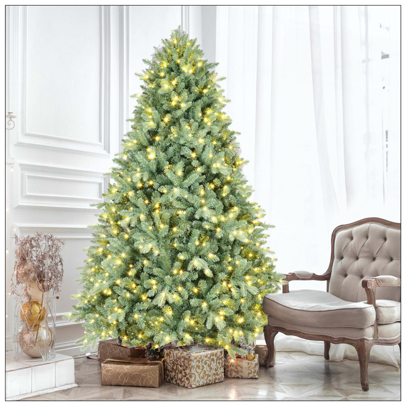 Arbre de Noël pré-éclairé avec 1150 lumières DEL blanc chaud - 4368 pointes PE + PVC, branches articulées pour une installation facile, support en métal robuste, décoration de Noël unique