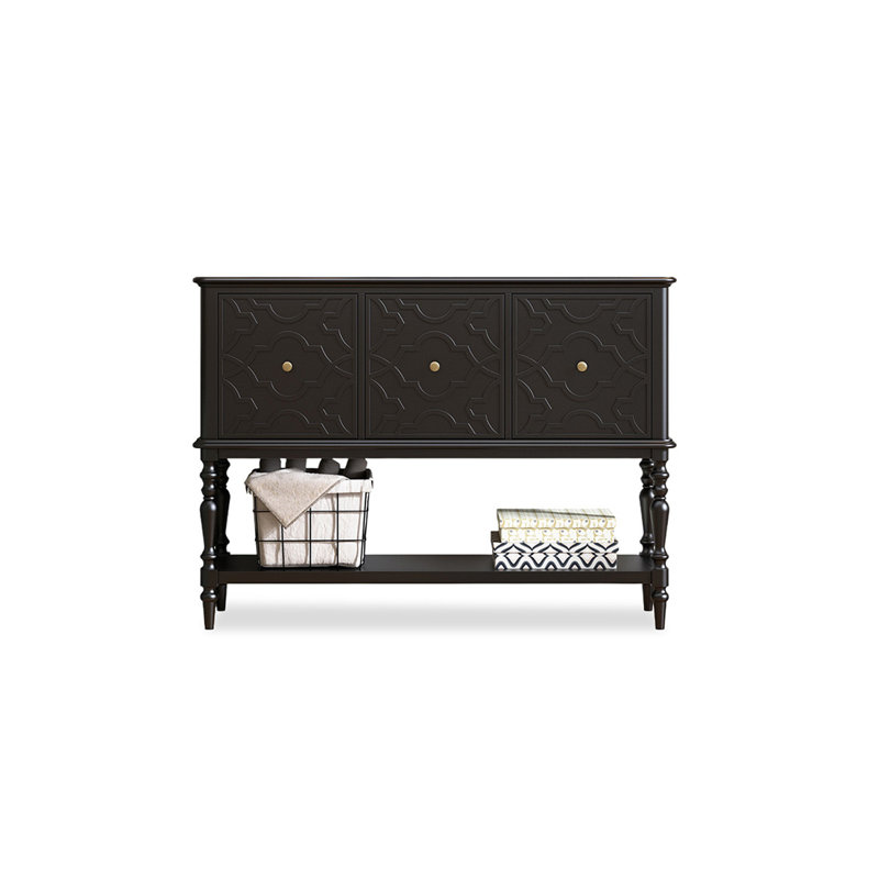 Black Solid Wood Rectangular Console Table, 39.37" H x 53.15" W x 15.75" D
