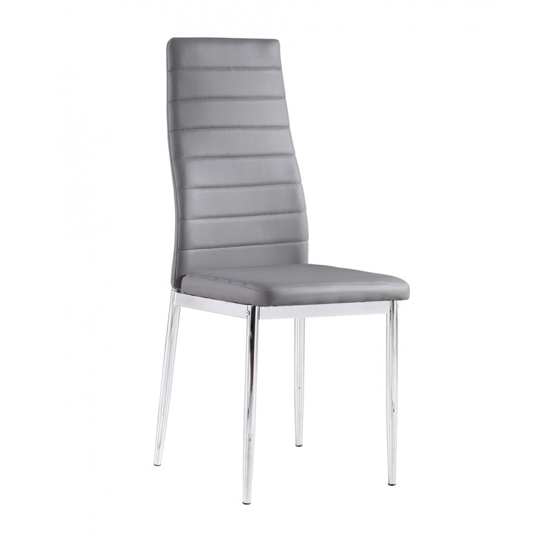 Ginnifer Upholstered Dining Chair, Chrome, Grey
