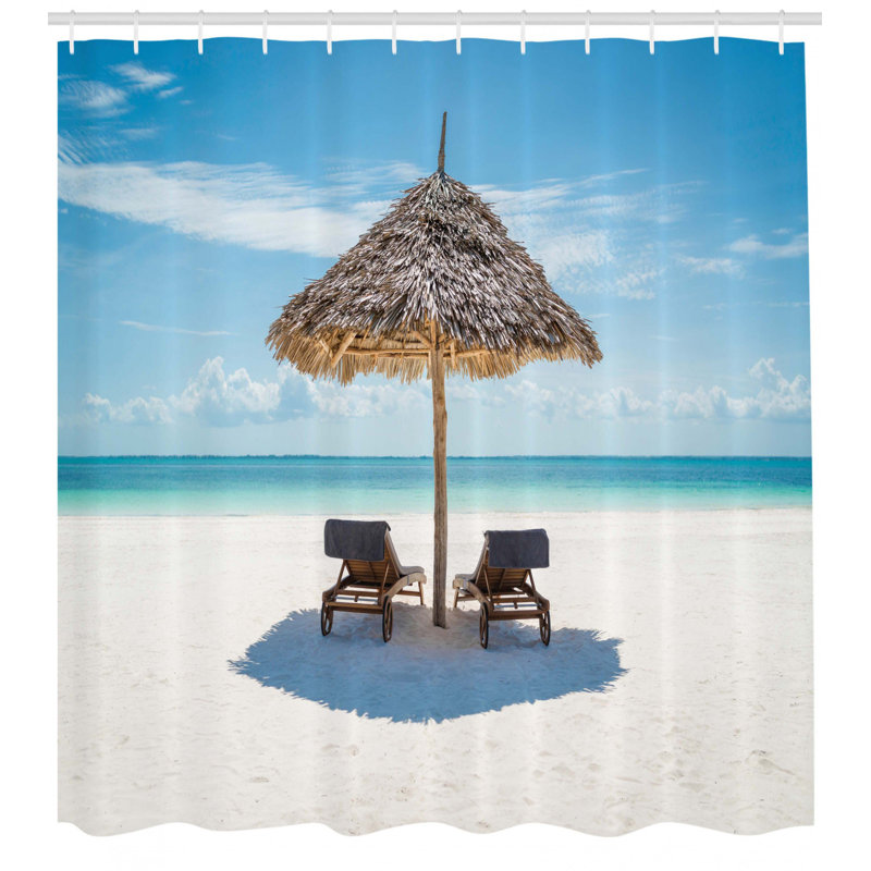 Ensemble de rideau de douche et crochets seaside, H 75 po x l 69 po