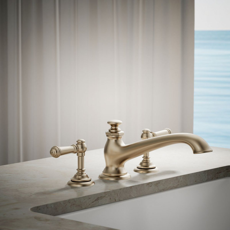 Artifacts® Deck Mounted Roman Tub Faucet with Flare Design, Vibrant Brushed Bronze