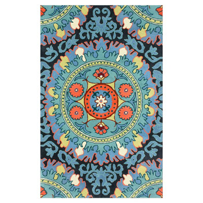 Tapis bleu touffeté fait main oriental