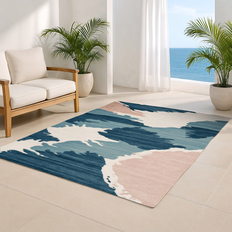 Watercolor Beige Indoor and Outdoor Area Rug, Rectangle 2' x 3'