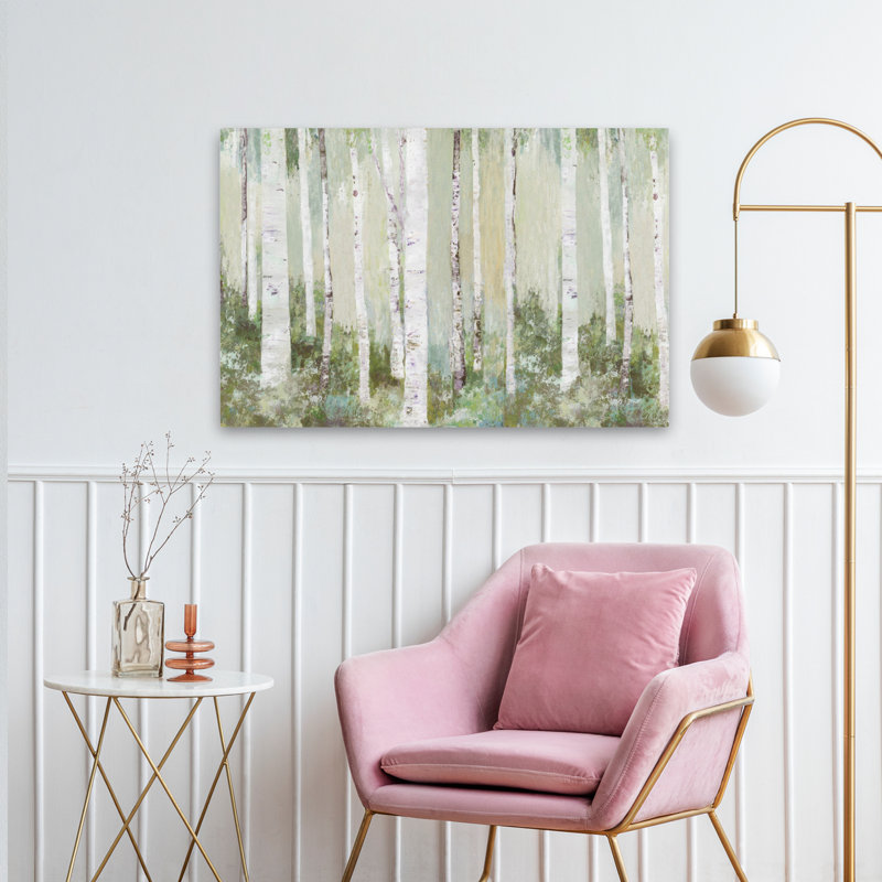 Tranquille, forêt, paysage, forêt, arbre, nature, peinture, impressionnisme, art contemporain, H 36 po x l 24 po