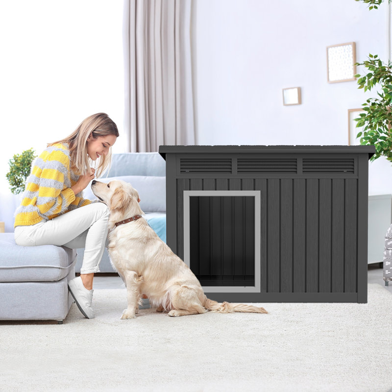 Dog House with Weatherproof and Removable Roof for Small to Large Dogs Outdoor and Indoor, Black, 31"H x 40.2"W x 30"D