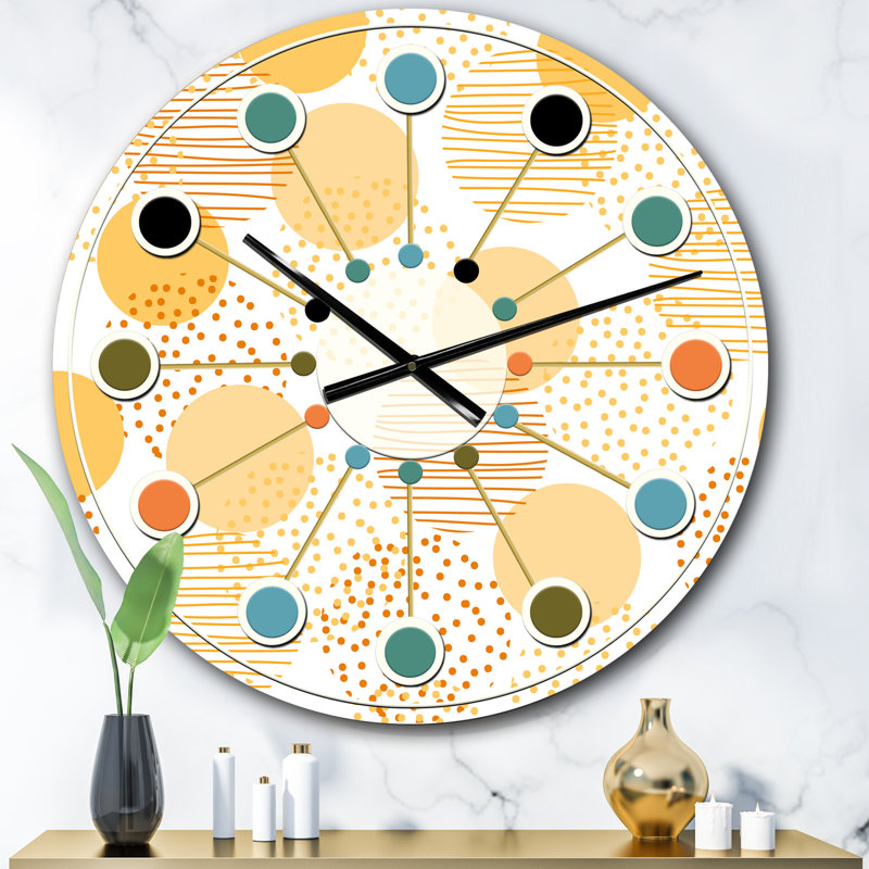Horloge murale circulaire rétro rétro géométrique, Grand
