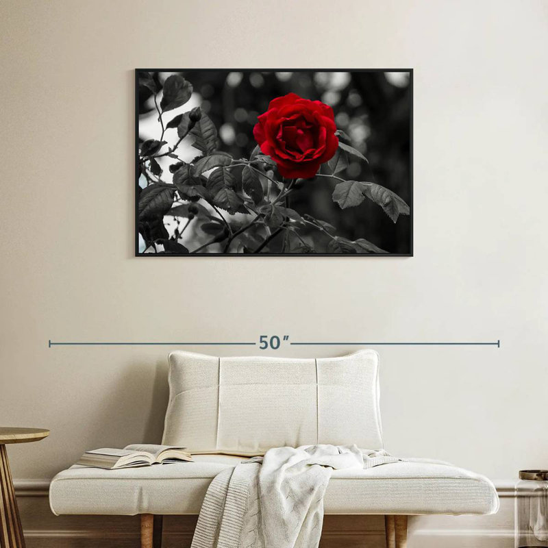 Lone Rose Pop, Floating Frame Black, 37" X 25"