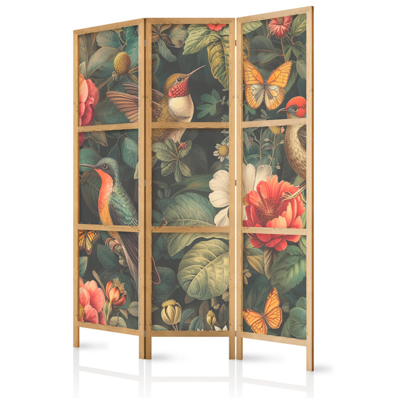 171cm H Solid Wood Folding Room Divider, 171cm H x 135cm W x 1.2cm D, 3