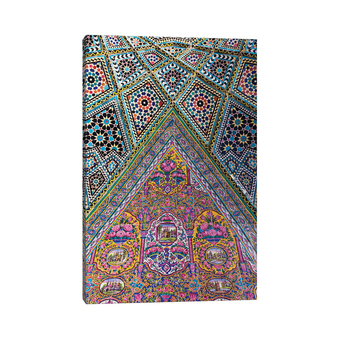 Iran, Shiraz, Nasir-Al Molk Mosque, Exterior Tilework by Walter Bibikow - Print on Canvas