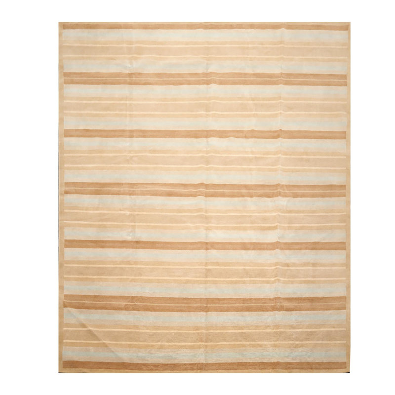 Tapis brun clair en laine noué à la main de conception unique 8 pi x 10 pi Kaci-Lynn