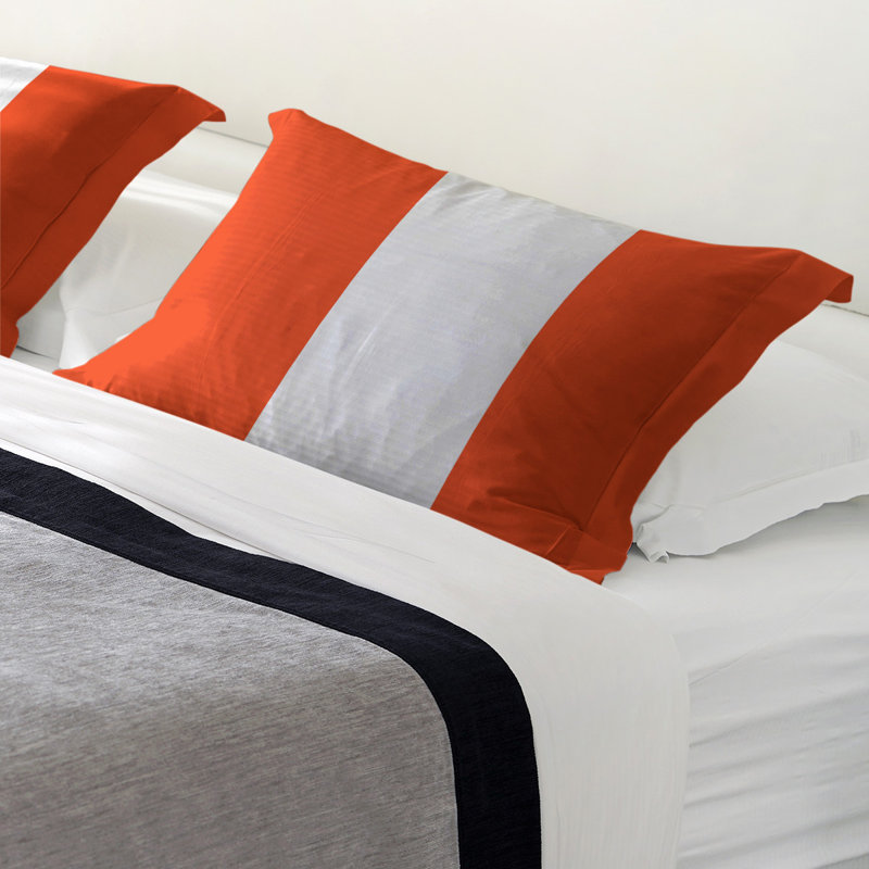 Chicago Throwback Football Striped Sham Set, King, Polyester, Orange/White